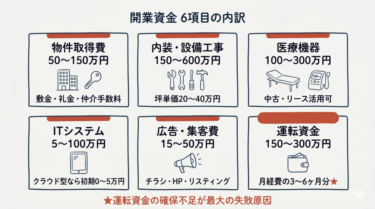 開業資金 6項目の内訳
