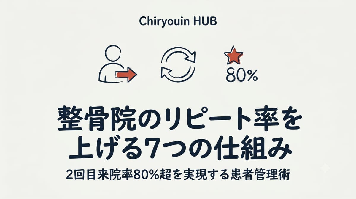 整骨院のリピート率を上げる7つの仕組み|2回目来院率80%超を実現する患者管理術【2026年版】