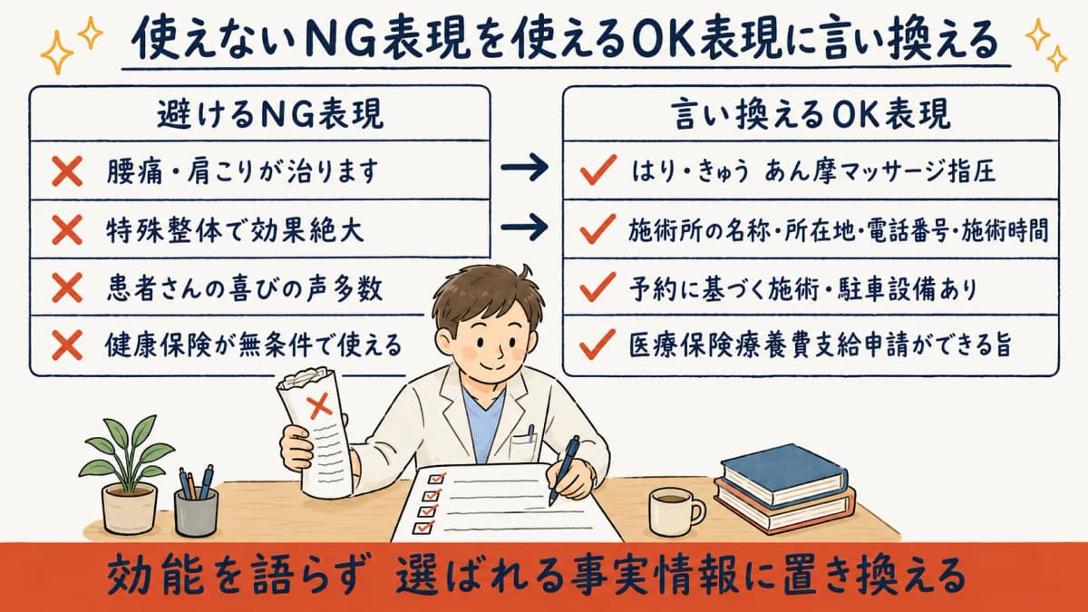 NG表現とOK表現の言い換え変換表の図解