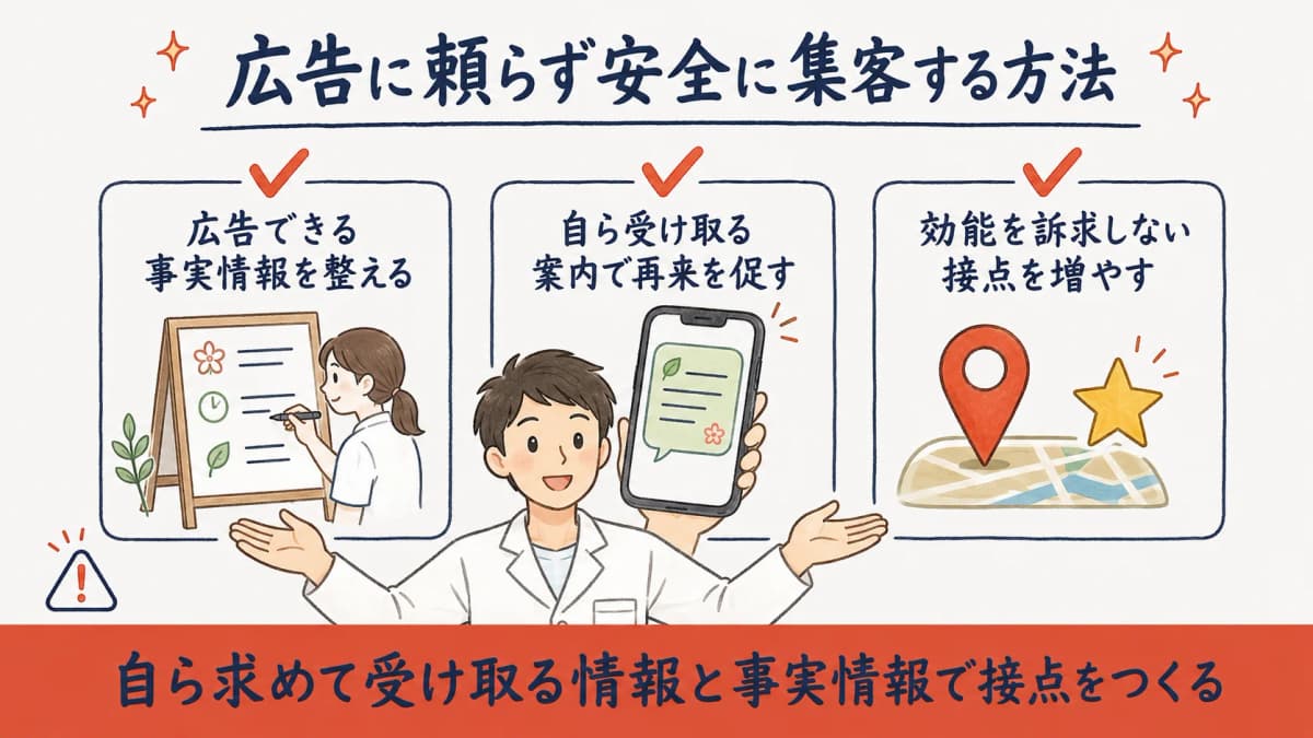 広告に頼らず安全に集客する方法の図解