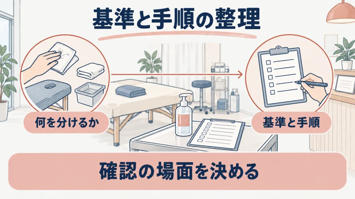 法令上の基準と院内手順を分ける線画