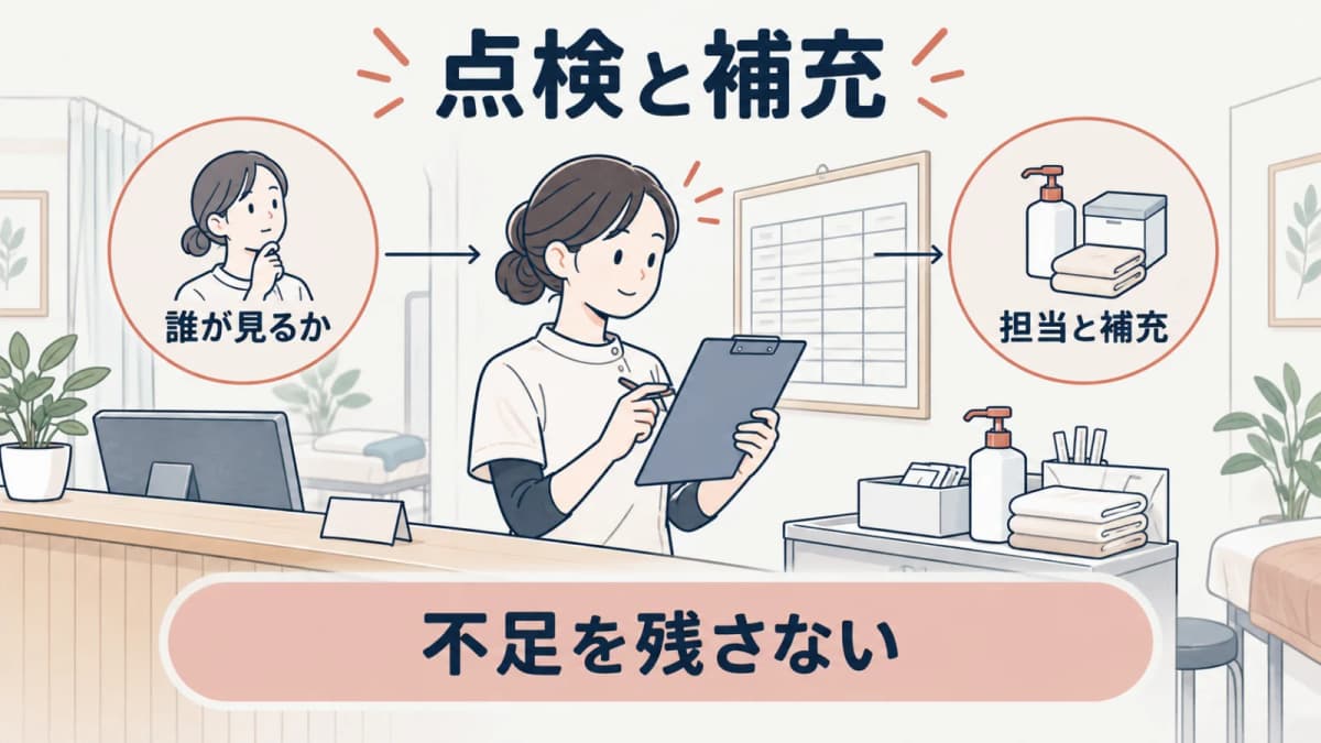 点検の担当と補充基準を確認する線画