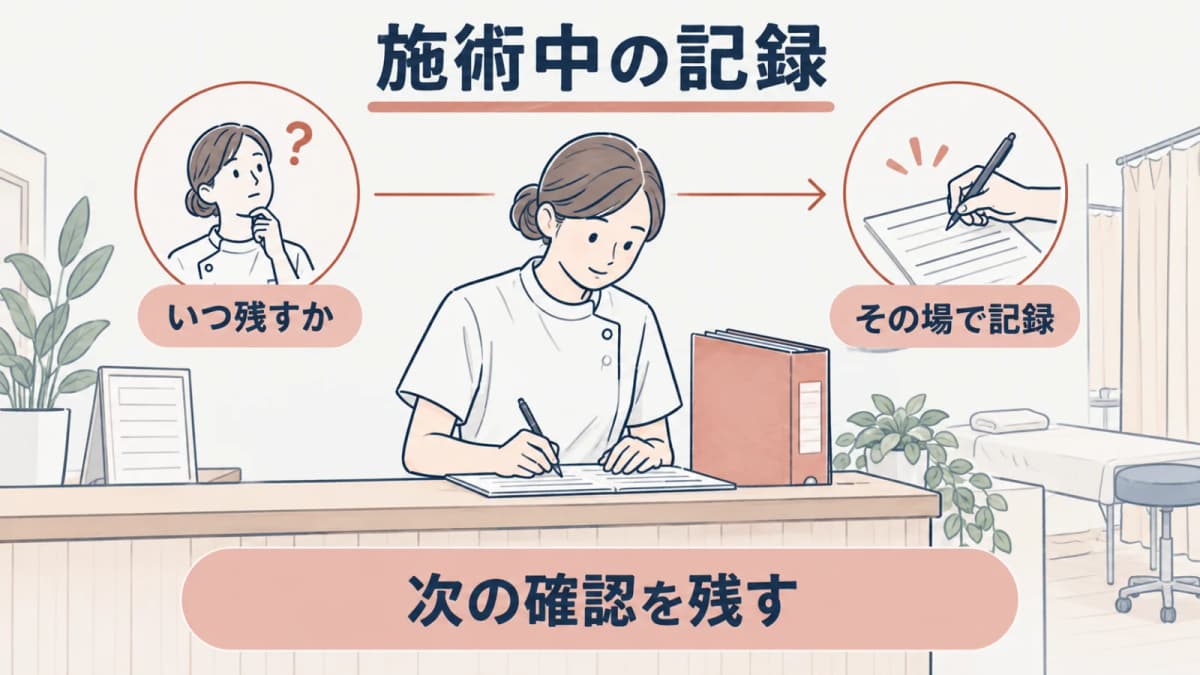 施術中に確認メモを残す線画