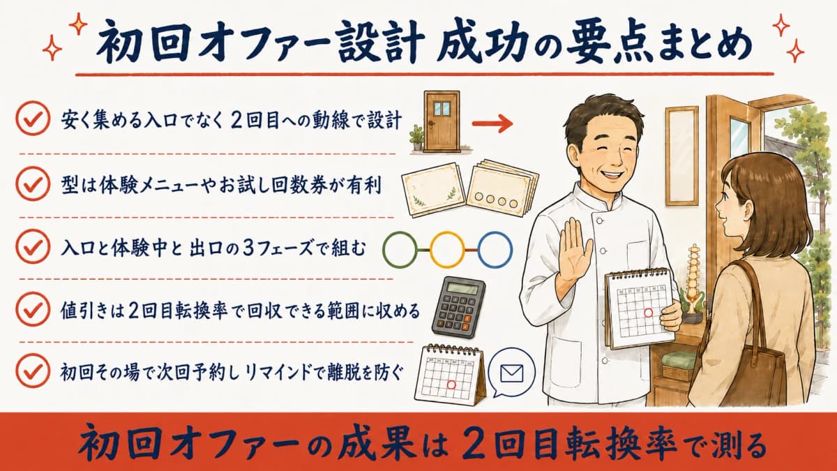 初回オファー設計の要点を整理したまとめ図解