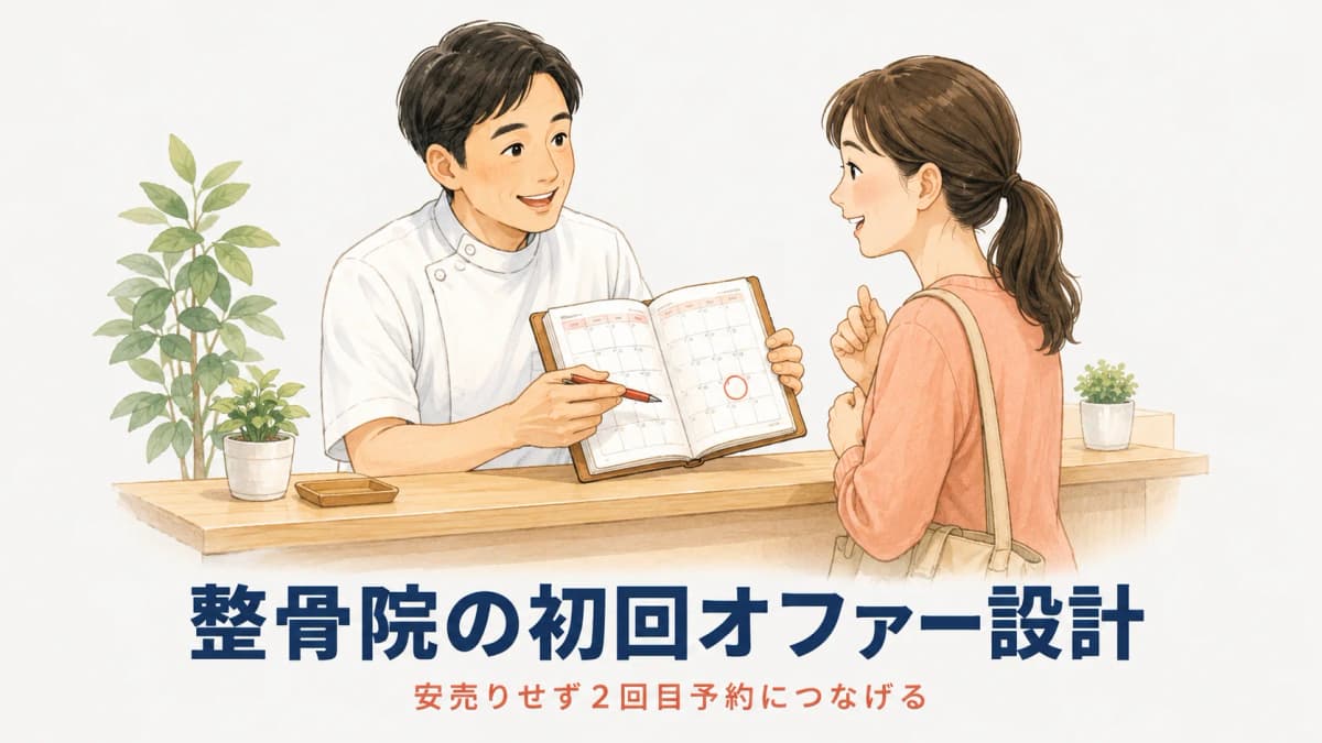 整骨院の初回オファー設計|安売りせず2回目予約につなげる作り方【2026年版】