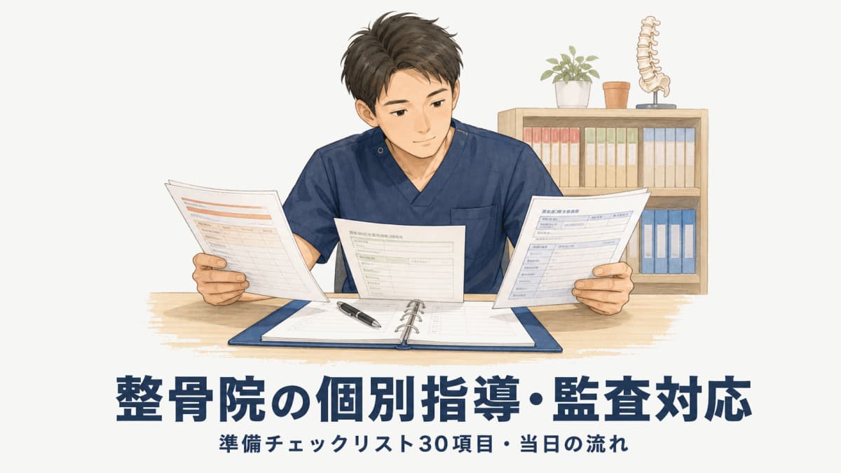 整骨院・接骨院の個別指導・監査対応|準備チェックリスト30項目・当日の流れ・指摘されやすい項目【2026年版】