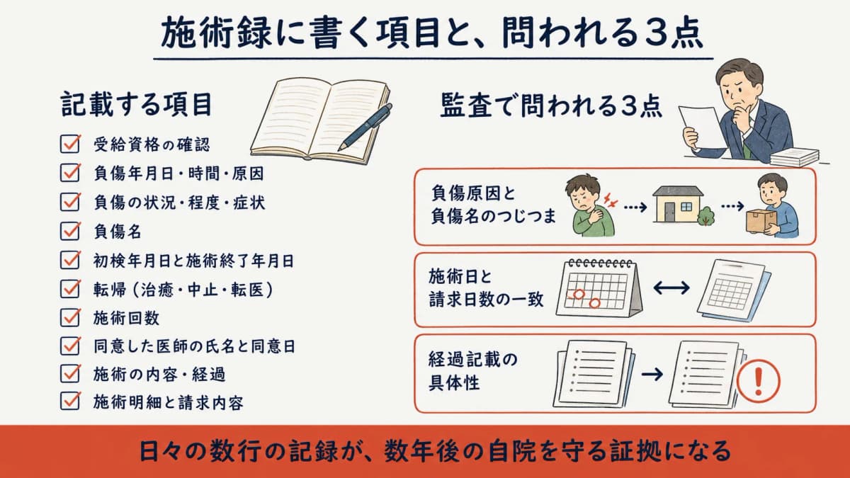 施術録の記載項目と監査で問われる3つの観点