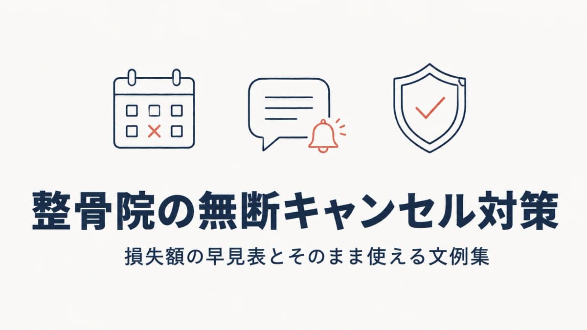 整骨院の無断キャンセル対策|損失額の早見表とそのまま使える文例集【2026年版】