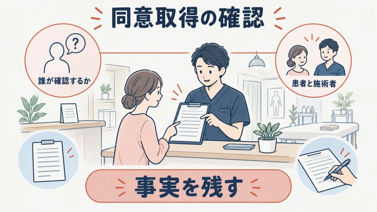 同意取得の担当を確認する線画