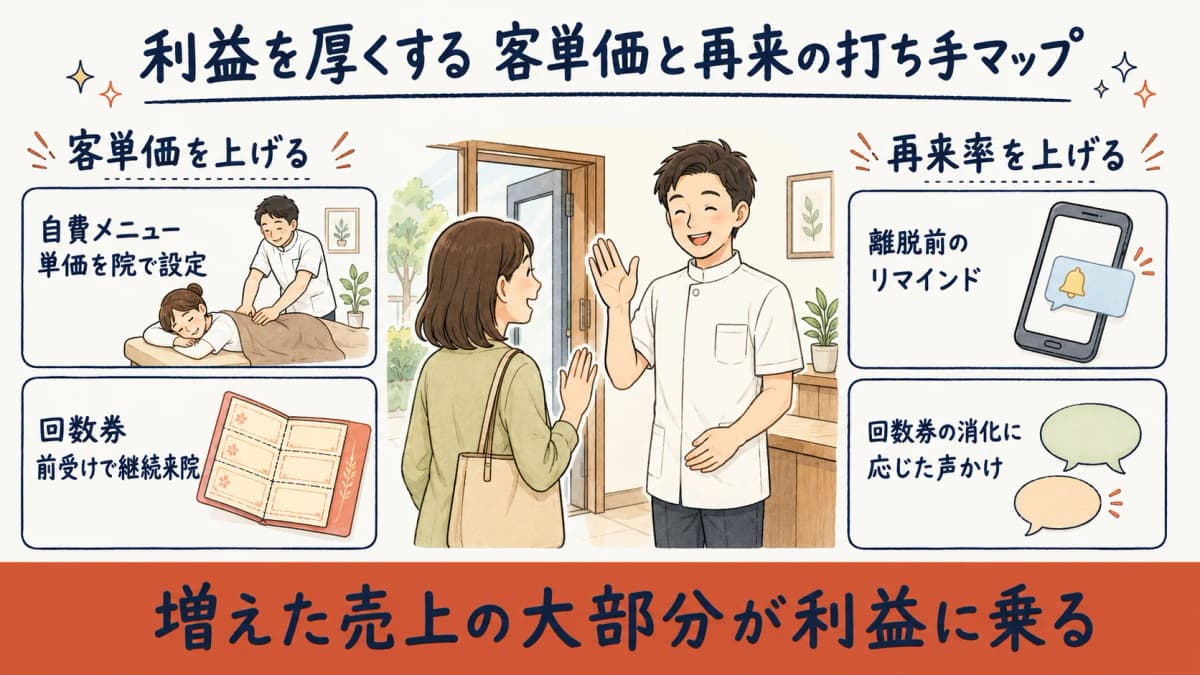 客単価と再来率を上げる利益改善の打ち手マップ
