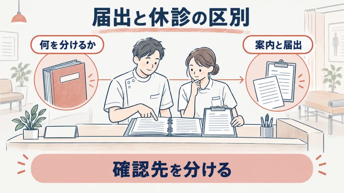 臨時休診と届出を分ける線画