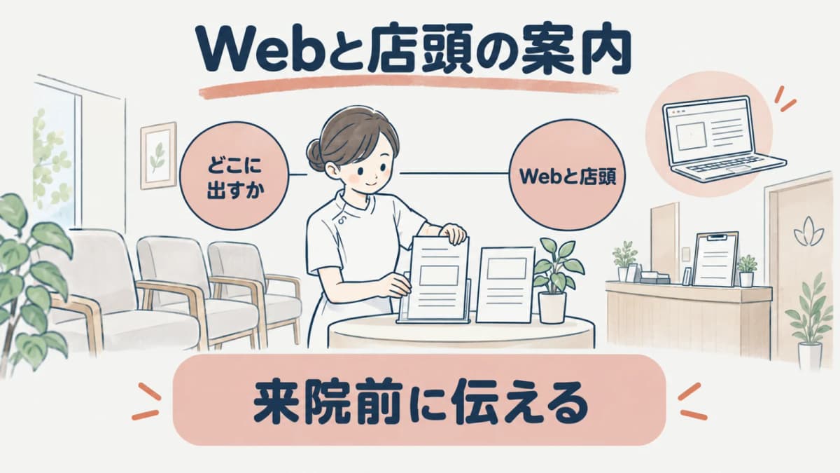 Webと店頭の休診案内を示す線画