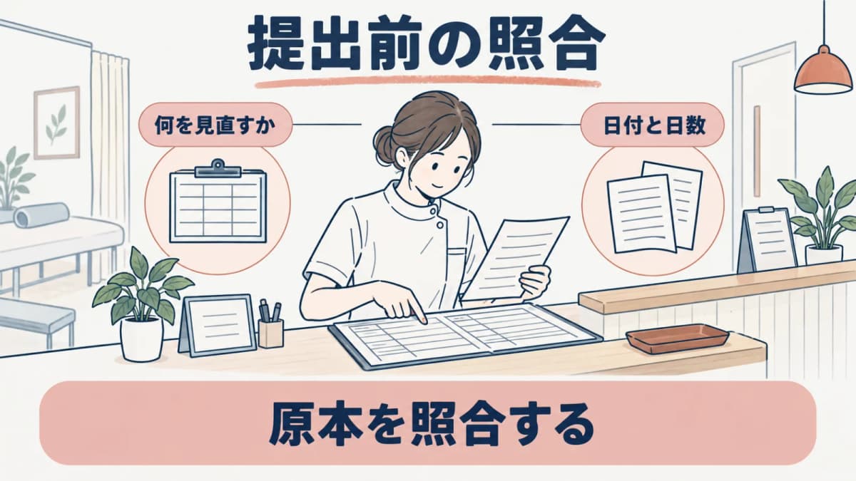 提出前に日付と証明を照合する線画