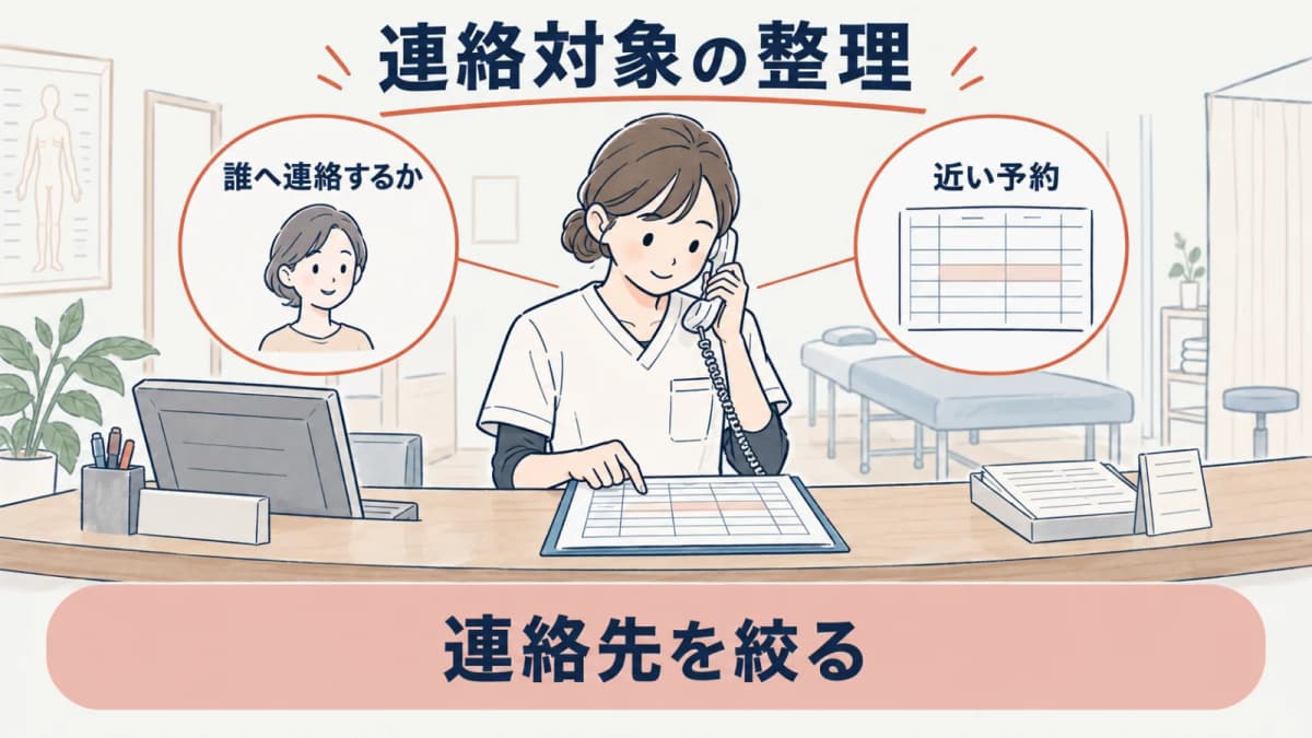 予約表から連絡対象を確認する線画