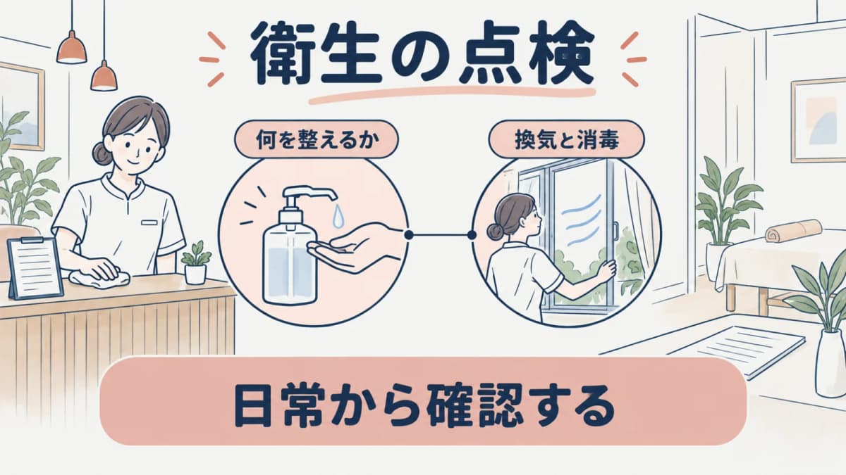 衛生の点検を日常から確認する線画