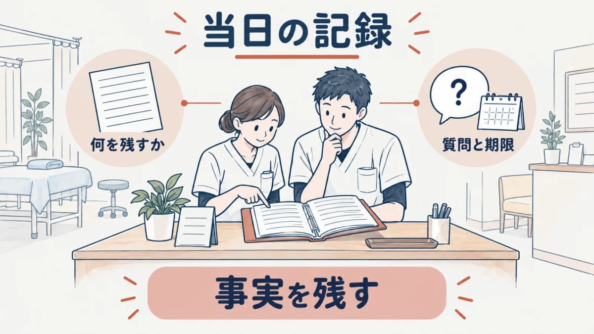 当日の確認事項を記録する線画