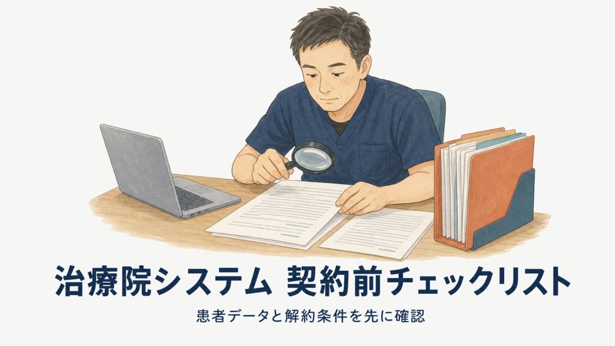 治療院システム契約前チェックリスト|患者データ所有権・解約時エクスポート・自動更新の確認ポイント【2026年版】